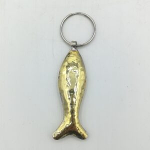 portachiavi in metallo dorato a forma di pesce