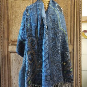 SCIARPA MIRIAM TONI NERA E BLU CONTORNO VERDE