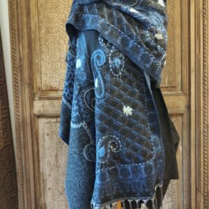 SCIARPA MIRIAM TONI NERA E BLU CONTORNO GRIGIO