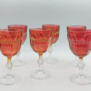 BICCHIERI GEOMETRICI VINO DI MURANO ROSSO INTENSO