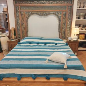 TELO JAFAR A RIGHE VERDE PETROLIO E BIANCO 196 X 260